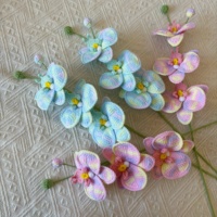 Fleur artificielle en fil de phalaenopsis tricotée à la main en gros, artisanat floral de qualité supérieure pour centre de table, boîte cadeau