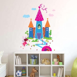 Venta al por mayor princesa Castillo 3D PVC <span class=keywords><strong>pared</strong></span> pegatina UV impreso diseño <span class=keywords><strong>de</strong></span> dibujos animados <span class=keywords><strong>para</strong></span> niños niñas habitación decoración beso corte <span class=keywords><strong>pared</strong></span> calcomanía - Product Image 2