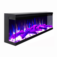 Cheminée électrique chauffante à LED à flamme multicolore extra profonde de 1500 W, 3 côtés en verre, 42 à 60 pouces, pour la décoration de la pièce