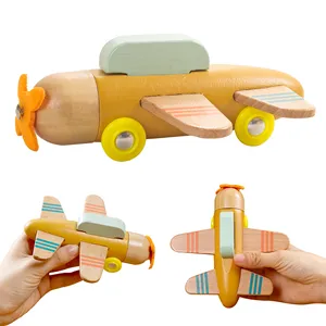 Baby Wooden Plane Toy Safe Water Paint Rich Colors Toy for Kids Well-crafted Interactive Toys for Child Airplane Simulation Game