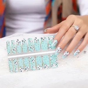 Verde y no tóxico personalizado lindo diseño de panda nail art belleza, envolturas de esmalte de uñas, pegatinas de uñas