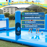 Terrain de sport gonflable 3-en-1 en PVC pour l'extérieur, 33x16.5x6.9FT, avec filet, idéal pour le basketball, le football et le volley-ball, parfait pour les fêtes et les compétitions sportives