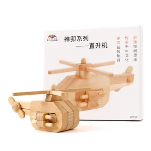 Wholesale New Innovations Military Helicopter Brain Teaser Wooden Aeromodelling Building Blocks