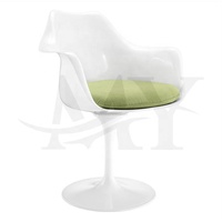 Fauteuil de salle à manger design en fibre de verre Fauteuil tulipe confortable en métal Coussin en tissu tulipe Chaise de restaurant style royal