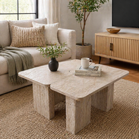 Table basse carrée en dalle de roche, table de salon en pierre naturelle, petite table à thé créative, idéale pour les petits appartements et la maison