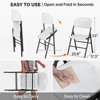 Chaise pliante robuste en plastique avec structure en acier allié renforcé, mobilier d'extérieur, limite de poids 350 lb, pour intérieur/extérieur, jardin, hôtel