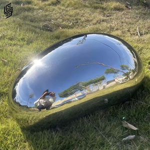 High Quality Mirror Polished Stainless Steel Pebble <strong>Sculpture</strong> Metal Oval Art <strong>Sculpture</strong> for Home Background Lawn Decoration - Product Image 2
