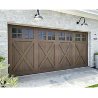 Puerta de Garaje con Aspecto de Madera Resistente a la Intemperie, Tamaño Personalizado, Estilo Americano Rústico para Villa