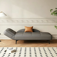 Sofá de Estilo Italiano con Estructura de Madera, Resistente a los Arañazos de Gatos, Tapizado en Cuero Sintético, Respaldo Ajustable, Sofá Cama Tipo Futón para Sala de Estar