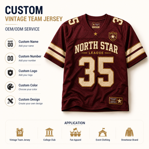 Maillot de football américain vintage imprimé sur mesure, style universitaire, manches courtes, coupe oversize, vêtement de supporter athlétique, streetwear pour le jour du match - Product Image 6