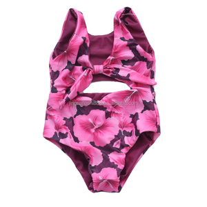 Costumi da bagno interi per bambine e neonate, stile boutique, con stampa floreale hawaiana, senza maniche, reversibili, eleganti <span class=keywords><strong>bikini</strong></span> per bambine. - Product Image 5