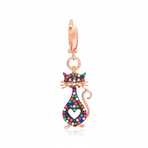 <b>Cat</b> Design Mix Stone Dangle <b>Earrings</b> Turkish Wholesale Handmade 925 Sterling Silver Jewelry - Product Image 2