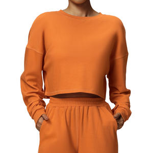 Sudadera de punto con cuello redondo para mujer Allurebody, color sólido, transpirable, holgada, de manga larga, para uso informal en otoño e invierno - Product Image 5