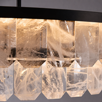 Lustre suspendu en cristal à double niveau de luxe, texture naturelle, pour hall d'hôtel, villa, salle à manger, éclairage de projet