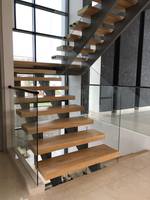 Prix d'usine moderne, escalier flottant à double file préfabriqué avec garde-corps en verre et balustrade à broche