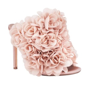 Summer Women Full Flower High Heels Floral Peep Toe Stiletto Sandals Custom Colors Dress on Mules Shoes - Product Image 5