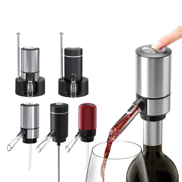 Rechargeable Battery Automatic Electrical Metal Bottle Opener Usb Decanter Smart Dispenser Pourer Electric Wine Aerator