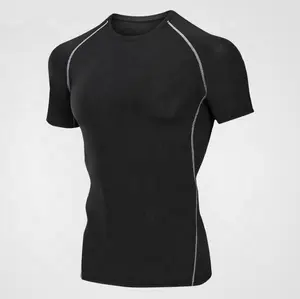 T-shirt de sérigraphie personnalisé mma éruption cutanée séchage rapide manches courtes hauts de compression chemises d'entraînement pour hommes