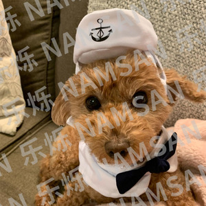 Disfraz de marinero para gatos NAMSAN, sombrero de algodón con pajarita para gatos, ropa decorativa para mascotas, estilo clásico para todas las estaciones - Product Image 3