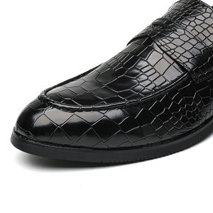Zapatos Casuales Tipo Penny Loafers Talla 38-48, Elegantes Zapatos de Vestir para Hombre con Diseño de Cocodrilo en PU, Zapatos Oxford para Boda - Product Image 5