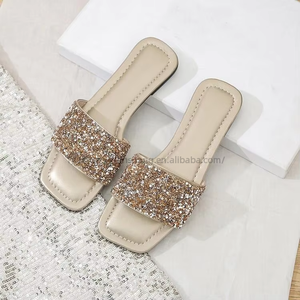 Square Head <b>Flat</b> Bottom Comfortable New Women's Slippers Out Wear Oversized Casual Beach Sandals - Product Image 3