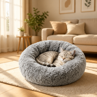 Versandfertiges Rundes Donut-Hundebett Ultra Weiches Langhaariges Flauschiges Haustierbett Abnehmbares Waschbares Zotteliges Katzennest Tragbare Haustier-Sofamatte
