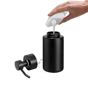 Dispenser di Sapone in Acciaio Inox Personalizzato Rotondo 200/300 ml Bottiglia in Vetro con Pompa in Acciaio Inox per Sapone Liquido o Schiuma - Product Image 4