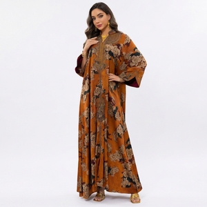 Abito Lungo Abaya Floreale Ricamato da Donna, Kaftan Modesto in Poliestere, Taglia Unica per Abbigliamento Islamico <span class=keywords><strong>Arabo</strong></span> alla Moda - Product Image 5