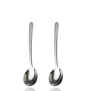 Cuchara de Acero Inoxidable Reutilizable y Duradera con Diseño Martillado, Personalizable con Logotipo, OEM ODM, Cubertería para Mesa de Comedor con Empaque de Marca Privada - Product Image 1