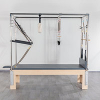 Cama Reformer de Pilates de Madera de Arce de Grado Comercial |   Diseño de Estructura Completa de Torre Trapezoidal |   Para Gimnasios y Estudios de Pilates