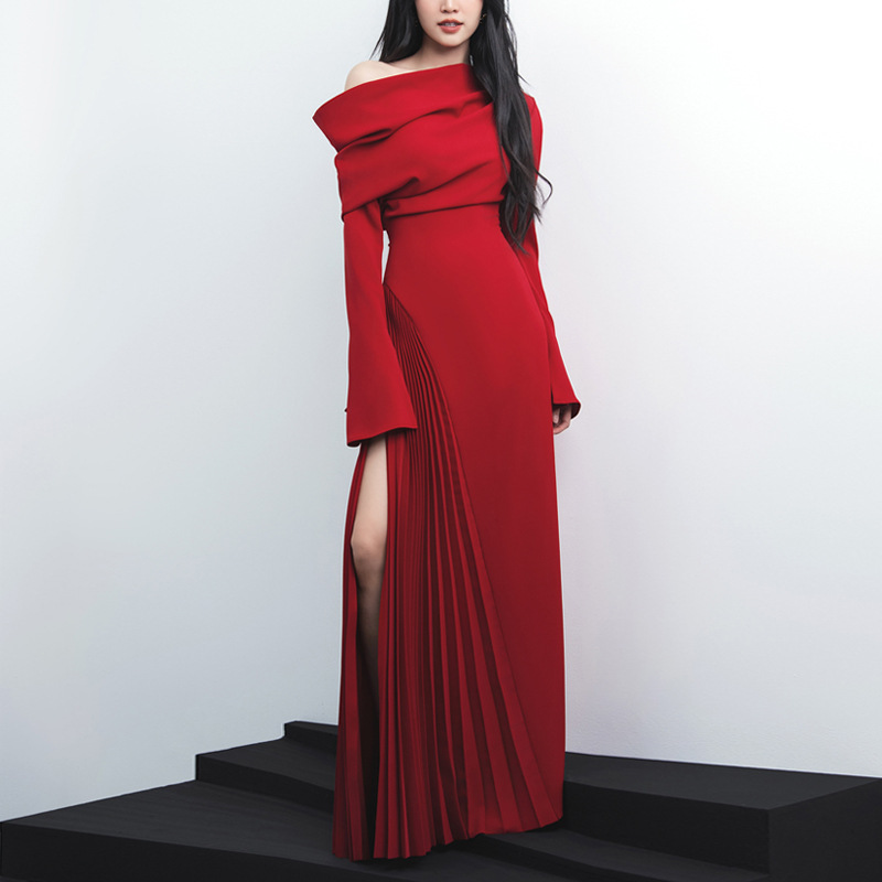 strapless open back dress Scalloped Collar Tea Dress-Poppy Red main image 1