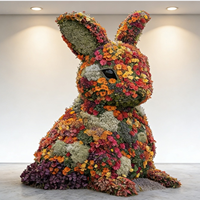 Sculpture géante artisanale d'animaux floraux, installation artistique personnalisée de taureau/cheval/chien/ours/lapin pour la décoration de centres commerciaux et de mariages