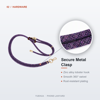 Cordon de téléphone en nylon tressé doux double brin violet foncé avec fermoir doré pour iPhone (OEM)