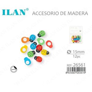 Accessorio in Legno a Forma di Scarabeo ILAN 15mm 12pz Decorazioni per Cucito - Product Image 3