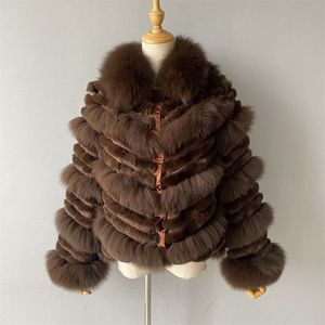 Jxwatcher Nuovo <span class=keywords><strong>Cappotto</strong></span> di Lusso Reversibile in Vera <span class=keywords><strong>Pelliccia</strong></span> di Volpe e Coniglio per <span class=keywords><strong>Donna</strong></span> - Product Image 3