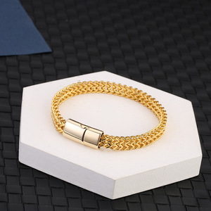 Bracelet <span class=keywords><strong>gourmette</strong></span> cubaine tendance en acier inoxydable géométrique de 8 mm avec fermoir magnétique massif, style rock et hip-hop, pour hommes et femmes - Product Image 5