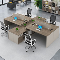 Poste de travail moderne pour personnel de fabricant, bureau modulaire en L de 2, 4 ou 6 places avec cloison en bois, postes de travail de bureau