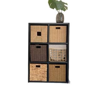 Meuble TV d'appoint en bois massif avec tiroirs, étagère de rangement <span class=keywords><strong>vintage</strong></span> à six compartiments pour salon et canapé - Product Image 1