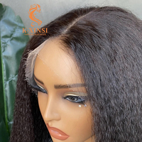 Rambut Manusia Brazil Mentah Lurus Keriting untuk Wig Lace Front HD Transparan Full Lace Remy Dapat Disesuaikan untuk Wanita Kulit Hitam