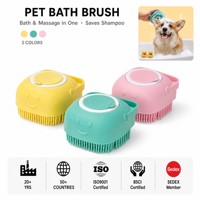 Brosse de bain en silicone pour animaux de compagnie avec distributeur de shampoing, outil de toilettage et de massage pour chiens et chats, à poils doux