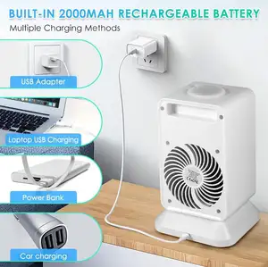 USB Battery-Powered Plastic Tabletop Water Mist Fan For Home Car Hotel Outdoor Use 3 Speed Options Portable Fan Household