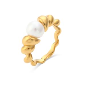 Gold Plated Twisted Band Rings with Colorful <strong>Beads</strong> Pear Colorful Onyx <strong>Emerald</strong> Stone Jewelry for Women - Product Image 1