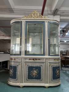 Armadietto del vino francese di lusso-stile sontuoso in legno massello dipinto a mano con guscio dorato intarsiato classico <span class=keywords><strong>mobili</strong></span> antichi - Product Image 3