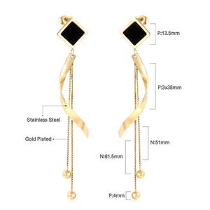 Pendientes de Moda de Acero Inoxidable con Diseño Cuadrado Negro para Mujeres y Niñas - Product Image 2