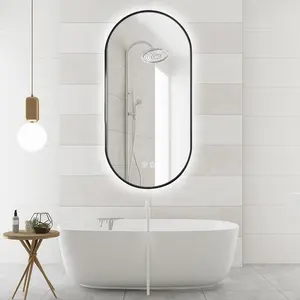 浴室智能镜子壁挂式防雾触摸屏智能发光二极管镜子浴室镜带发光二极管灯
