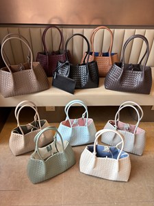 Bolso de Hombro de Cuero Genuino Tejido Personalizado al por Mayor, Gran Capacidad, Estilo Cesta, Retro, de Moda para Mujer, OEM - Product Image 2