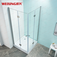 Offre Spéciale maison moderne salle de bain aluminium acier inoxydable verre trempé sans cadre carré pliable salle de douche