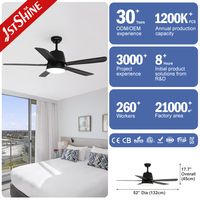 Ventilador de Techo 1stshine con Aspas de ABS, Ecológico, de Grado Comercial, Personalizable OEM/ODM, Resistente al Óxido, Silencioso, con Luz LED