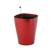 Pot de fleurs auto-arrosant pour bureau en plastique PP avec indicateur de niveau d'eau, finition cuite, carré, pour intérieur, maison ou bureau
