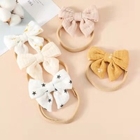 Nouvelle arrivée gros arc bandeau coton cheveux arc pour bébé filles gaufre cheveux accessoires chapeaux Nylon bandeau